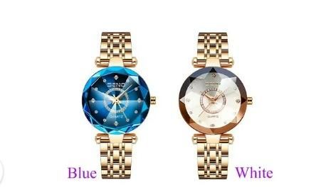 Diamond Shape Multicolor Dial Watch with Rose Gold Strap – For Women & Girls