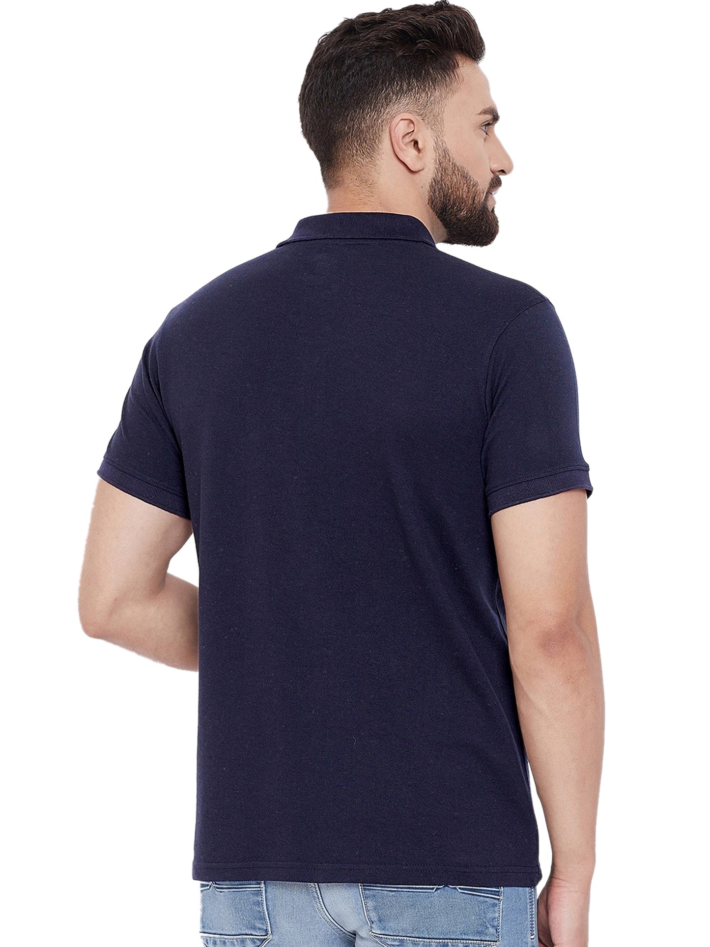 Cotton Blend Solid Half Sleeves Men's Polo T-Shirt