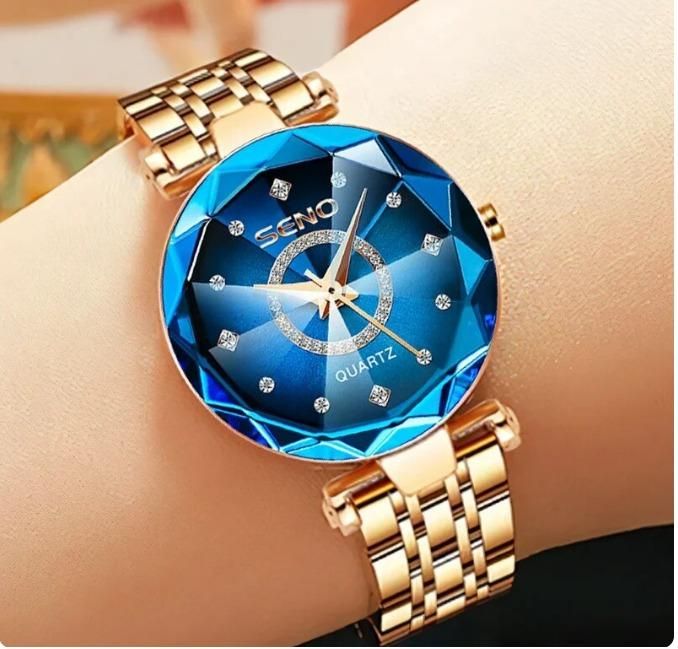 Diamond Shape Multicolor Dial Watch with Rose Gold Strap – For Women & Girls