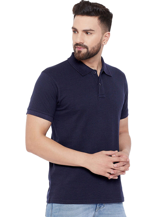 Cotton Blend Solid Half Sleeves Men's Polo T-Shirt