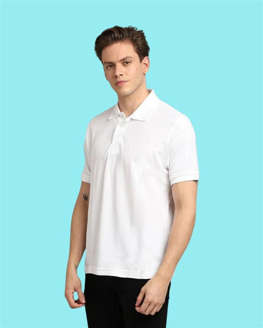 Matte Solid Half Sleeves Men's Polo T-Shirt – Cotton Blend